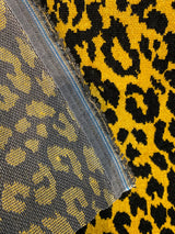 Exotic Leopard Jacquard Velvet Fabric - Black Gold Leopard Print, 56" Width (1 Yard)