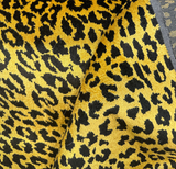 Exotic Leopard Jacquard Velvet Fabric - Black Gold Leopard Print, 56" Width (1 Yard)
