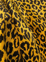 Exotic Leopard Jacquard Velvet Fabric - Black Gold Leopard Print, 56" Width (1 Yard)