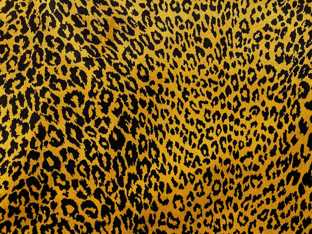 Exotic Leopard Jacquard Velvet Fabric - Black Gold Leopard Print, 56" Width (1 Yard)