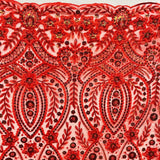 Beaded Sequined Floral Lace Fabric 52" Wide