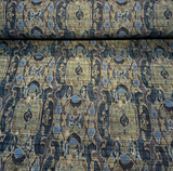 Hindley Maja Aqua Mill Creek Latex Backed Chenille Fabric - Aqua, Taupe, Gold, Beige, 56" Width (1 Yard)