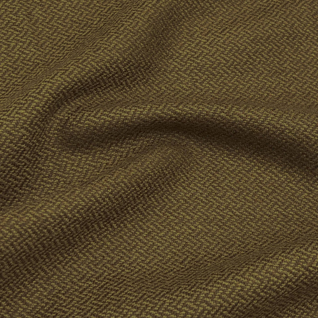 Olive Herringbone Silk/Wool Tweed Fabric - Olive Herringbone, Silk/Wool Blend Fabric