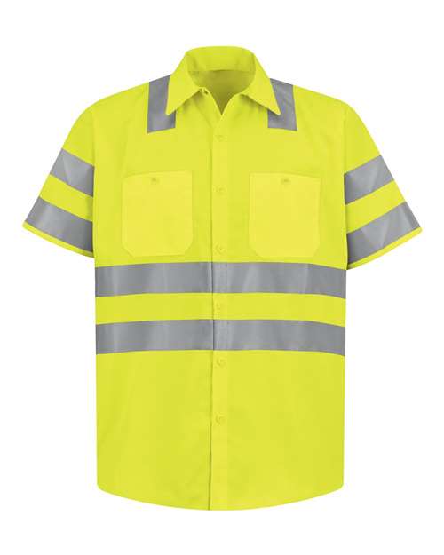 Red Kap Men's High Visibility Safety Short Sleeve Work Shirt