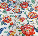 P Kaufmann Summer Palace Byzantine Cotton Fabric - Floral Bird Print, White Multi, 54/55" Width (1 Yard)