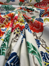 P Kaufmann Summer Palace Byzantine Cotton Fabric - Floral Bird Print, White Multi, 54/55" Width (1 Yard)