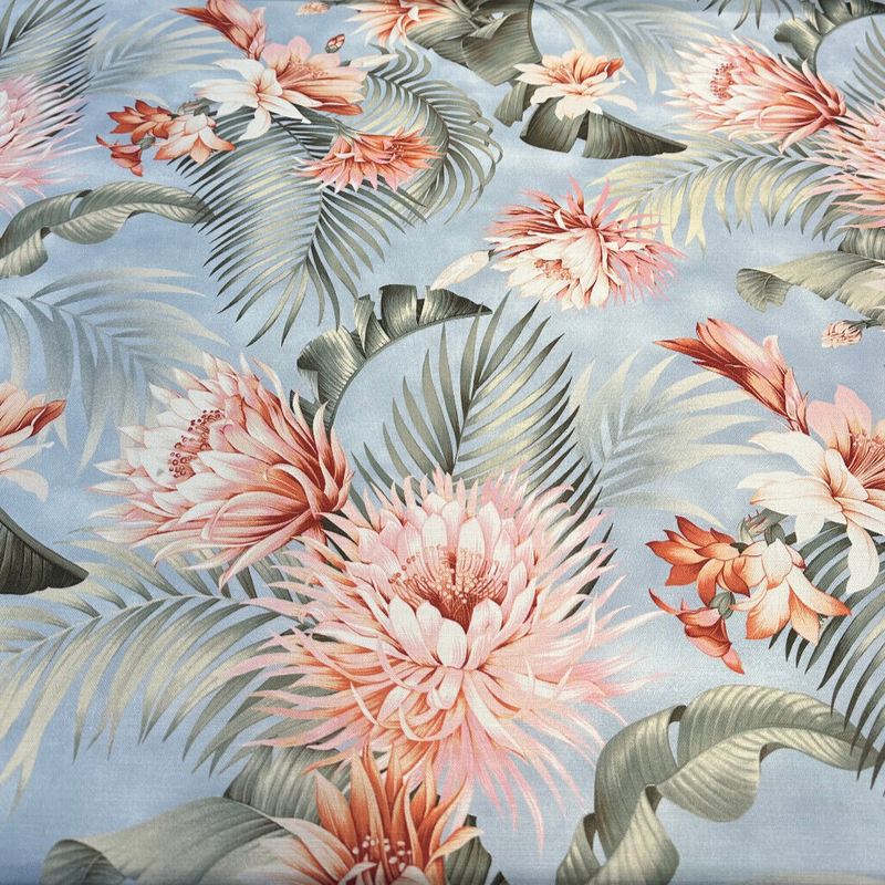 Harbor Island Seamist 100 Percent Cotton Fabric - Aqua Botanical Tropical Floral, 54" Width (1 Yard)