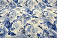 Harbor Island Cotton Fabric - Blue Azure Floral Botanical Tropical Leaves, 54" Width (By The Yard)
