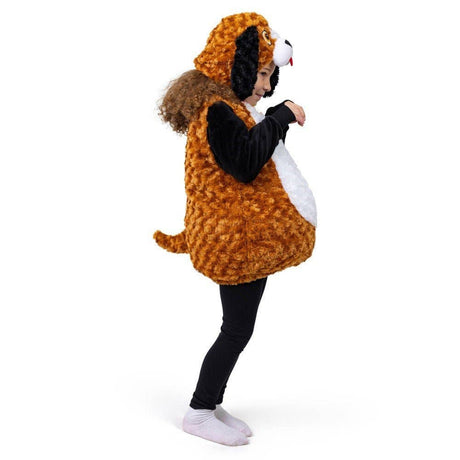 Toddler plush puppy costume tunic with hood and bell collar