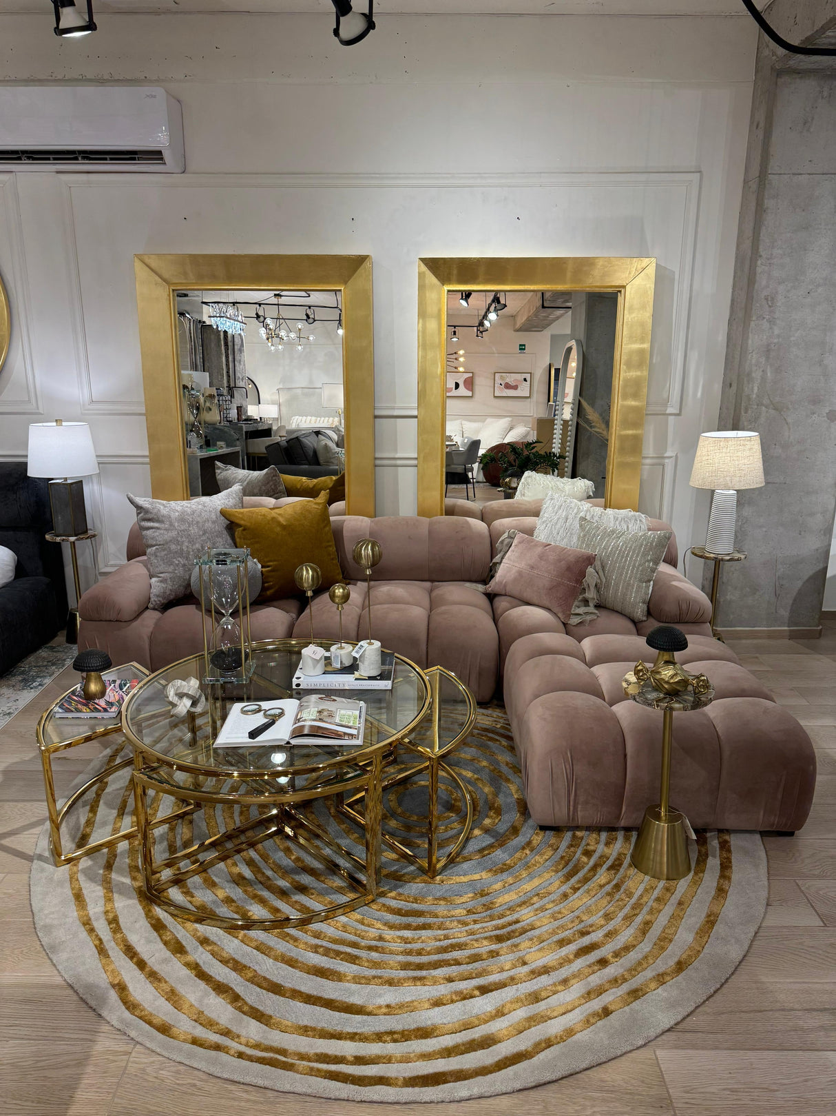 Beluga Tufted Design 50 Wool Viscose Area Rug - Ivory Grey Gold, Hand Tufted, Round (6' X 6' Round)