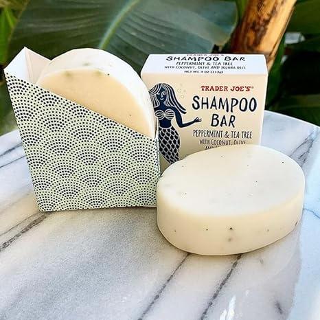 Trader Joe’s Peppermint & Tea Tree Shampoo Bar | Green-Flecked Appearance | 4 Oz