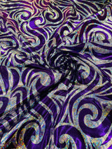 Foil Flame Spandex Fabric - Holographic Flame Print, 58" Width (1 Yard)