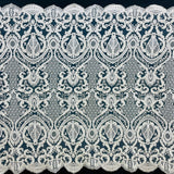 Beaded & Corded Bridal Lace Fabric - Dark Ivory, Embroidered, 54" Wide (1 Yard)