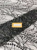Galaxy Glitter Design Mesh Lace Polyester Fabric - Glitter Galaxy Pattern, 52-54" Width (1 Yard)