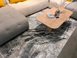 METZ 4202 Polyester Viscose Area Rug - Abstract Marbled High-Low, Crème Beige, Charcoal Tone-On-Tone, Faded Teal & Mocha Accents (9' 8" X 13')