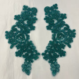 Beaded Corded Floral Lace Applique Pair
