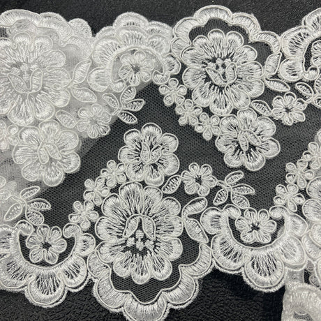 Embroidered Mesh Corded Lace Trim