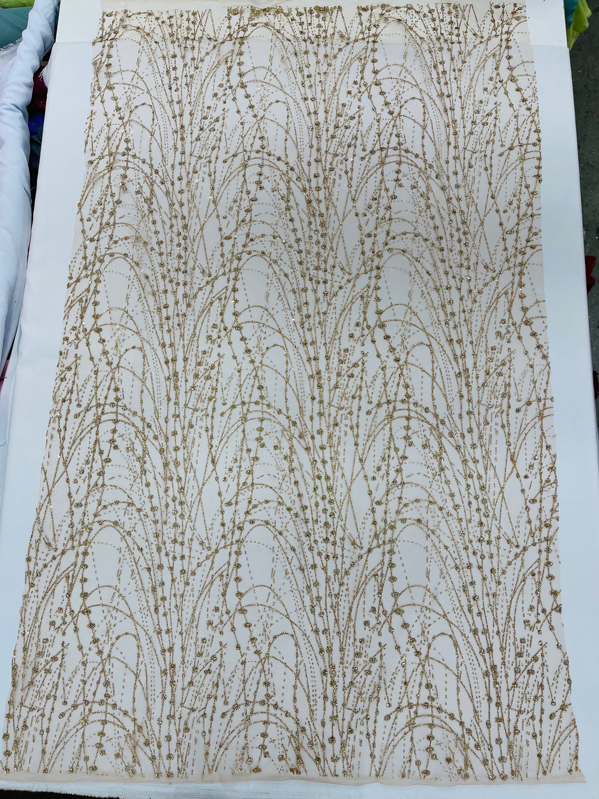 Galaxy Glitter Design Mesh Lace Polyester Fabric - Glitter Galaxy Pattern, 52-54" Width (1 Yard)