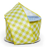 Bright Gingham Wired Ribbon 2 1/2 '' x 10 yd Lime Color 1 / ROLL