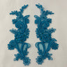 1 Pair Beaded & Corded Floral Lace Applique 9" x 2.5" Each Side