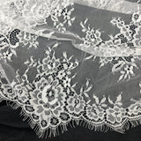 Embroidered Lace Fabric with Eyelash Scallop