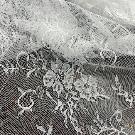 Embroidered Chantilly Lace with Eyelash Scallop