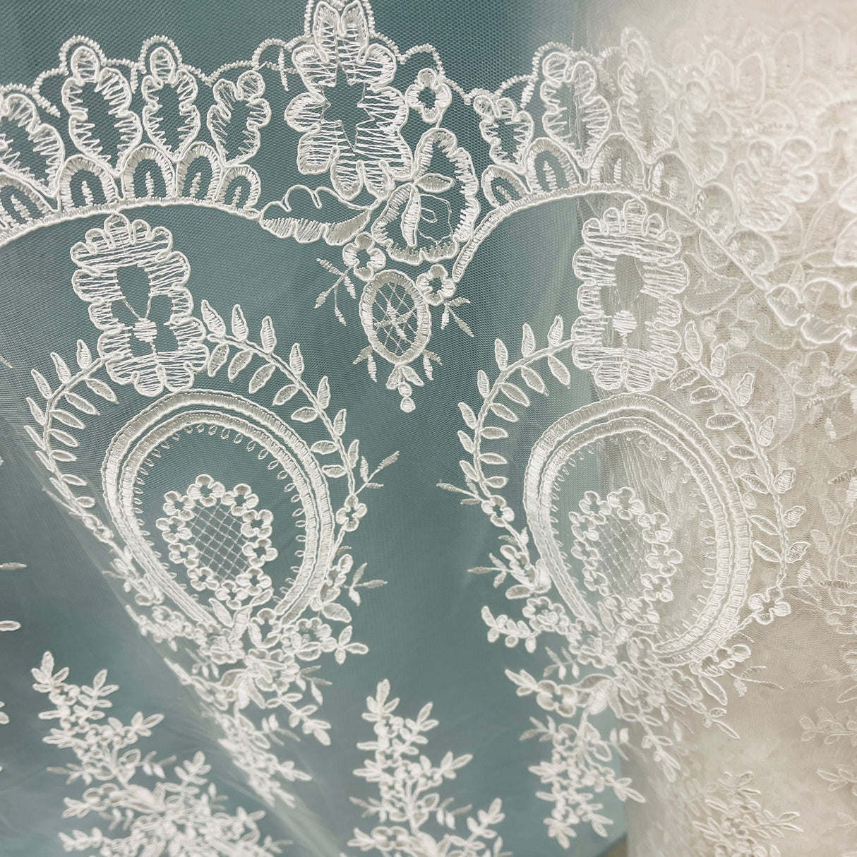 Corded Bridal Lace Fabric 100% Polyester Net Mesh 48" Wide
