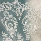 Corded Bridal Lace Fabric 100% Polyester Net Mesh 48" Wide