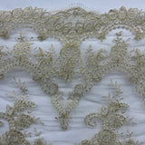 Embroidered Bridal Lace Ivory Silver