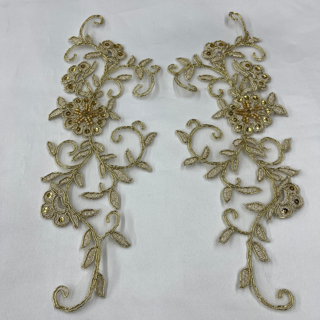 Beaded Floral Lace Applique 100% Polyester