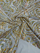 Foil Flame Spandex Fabric - Holographic Flame Print, 58" Width (1 Yard)