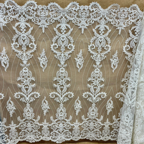 Beaded Corded Bridal Lace Dark Ivory
