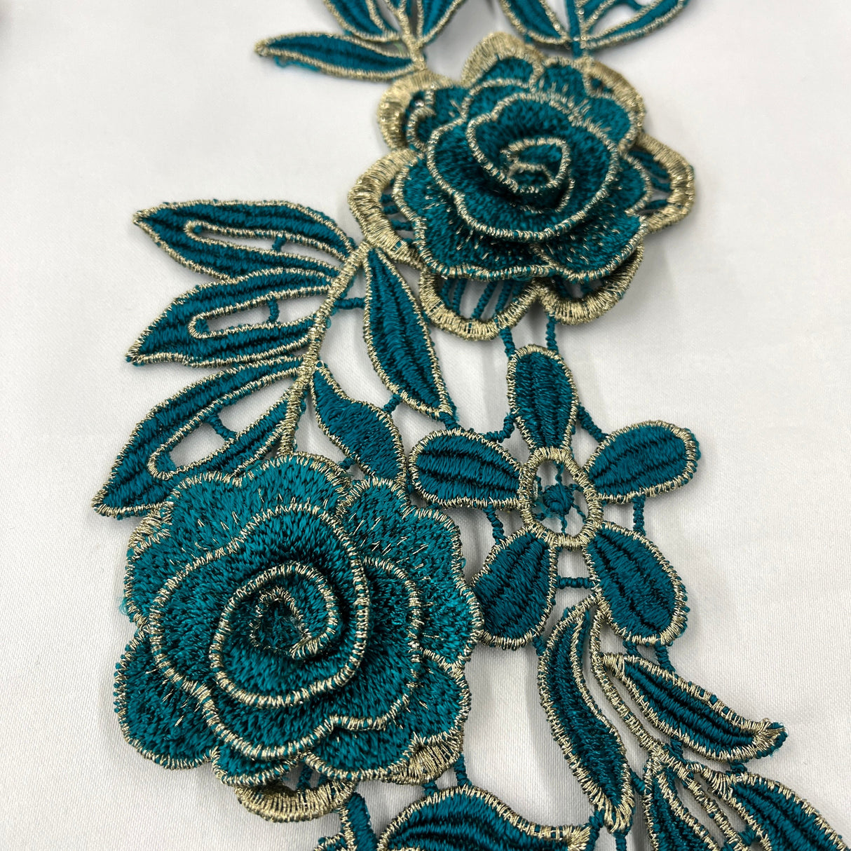 3D Floral Lace Applique Embroidered Net Mesh
