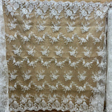 Corded Bridal Lace Fabric - Embroidered Floral Lace, 49" Wide (1 Yard)