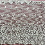 1 Yard Beaded 3D Floral Lace Fabric Embroidered 100 Percent Polyester Net Mesh 48 inch Width