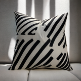 VIVA019 Velvet Pillow Fabric - White Black Geometric Design, 20" X 20" (1 Pillow)