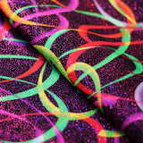 Wild Confetti Nylon Spandex Fabric - Multicolor Rainbow Crescent Print, 58-60" Width (1 Yard)