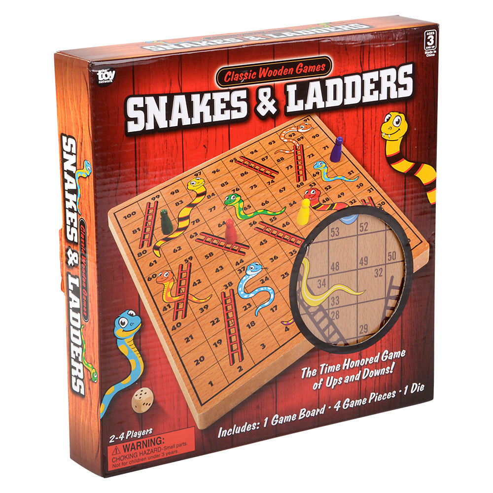 Wooden Snakes and Ladders Game (10" Box)