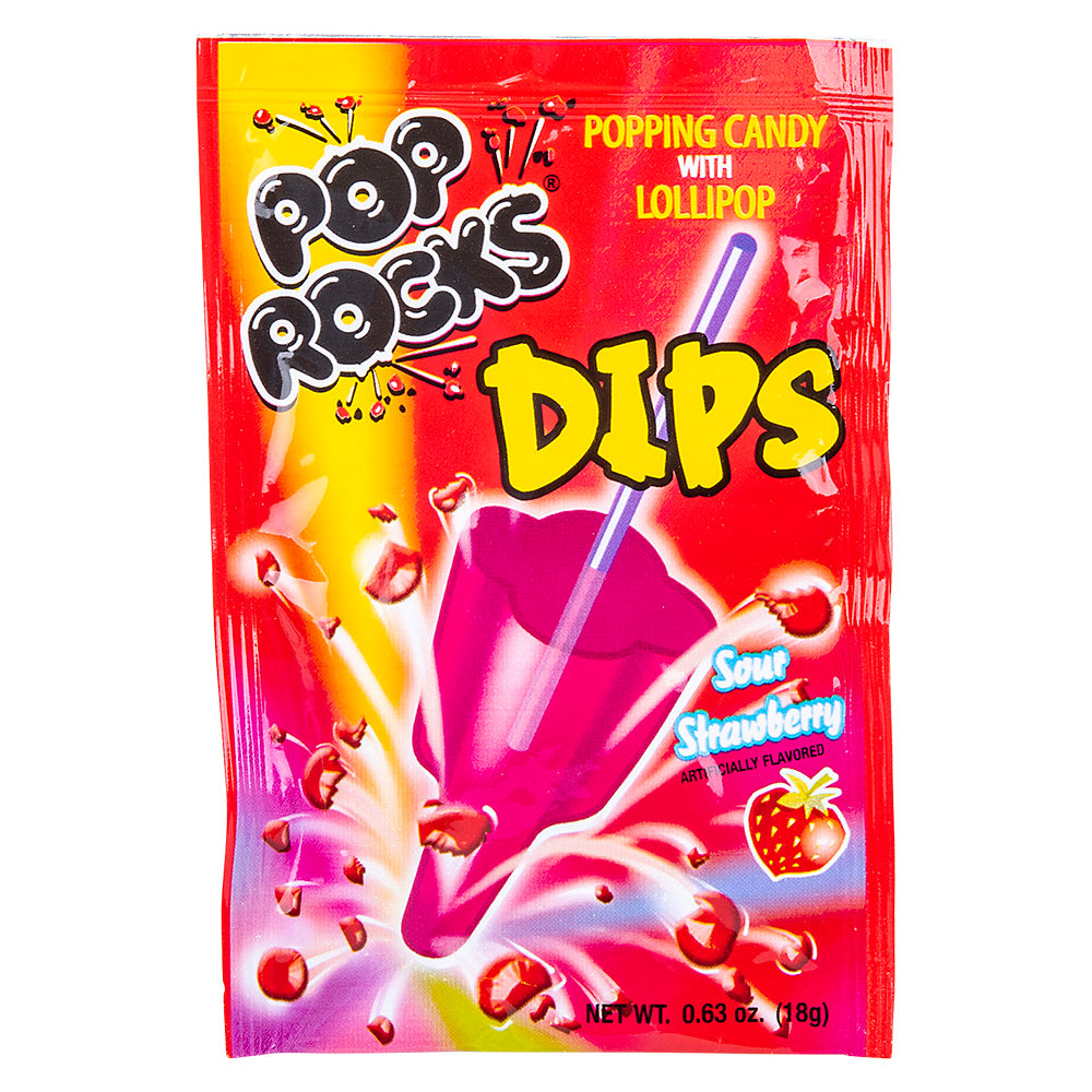Pop Rocks Dips Sour Strawberry (18 Pc Box)