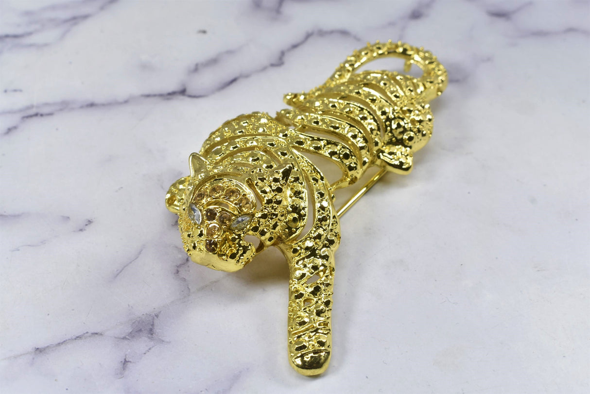 Rhinestone Tiger Buckle Connector Gold