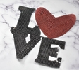 Sequined Applique Patch LOVE Heart Red 7x8