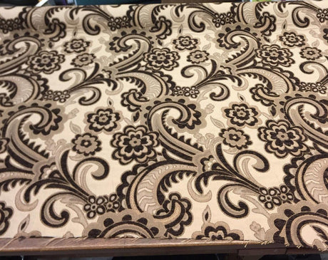 Moderna Brown Damask Chenille Fabric - Brown Damask, 56" Width (1 Yard)