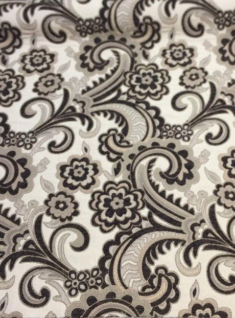 Moderna Brown Damask Chenille Fabric - Brown Damask, 56" Width (1 Yard)