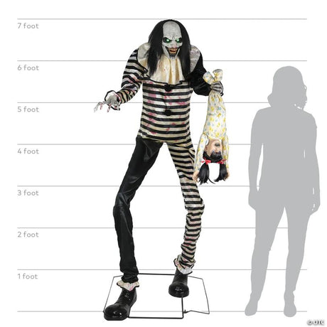 RADYAN Animated Sweet Dreams Clown Halloween Prop with Sound and Motion shown in a clear product image