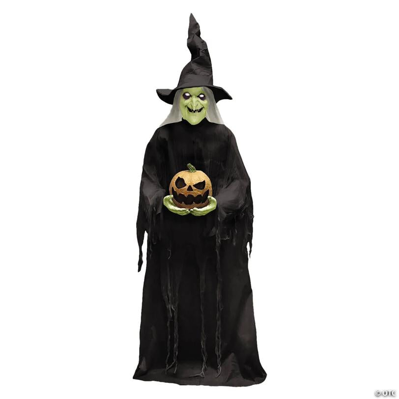 7 Ft. Animated Light-Up Green Witchy Witch Halloween Decoration