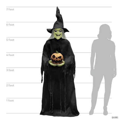 RADYAN Animated Witch Halloween Yard Decoration with Light-Up Glowing Eyes shown in a clear product image