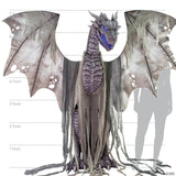 7 Ft. Animated Winter Dragon Metal Halloween Decoration with Volume Control