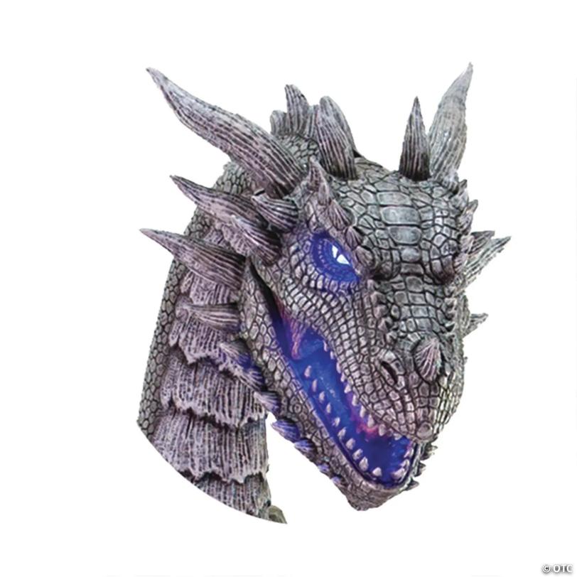 7 Ft. Animated Winter Dragon Metal Halloween Decoration with Volume Control