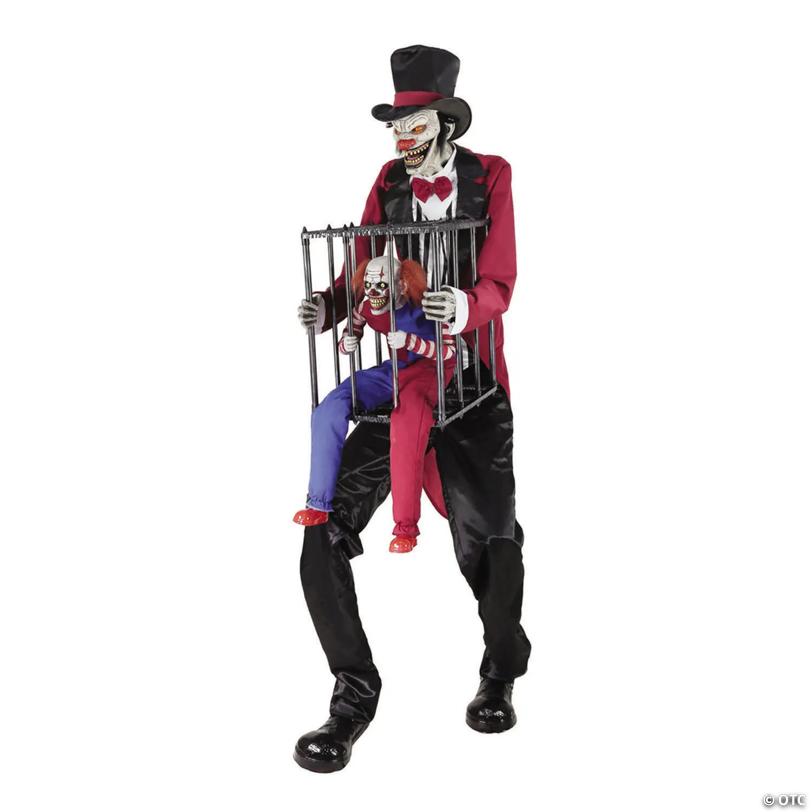 7' Rotten Ringmaster with Caged Clown Halloween Decoration