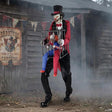 7' Rotten Ringmaster with Caged Clown Halloween Decoration